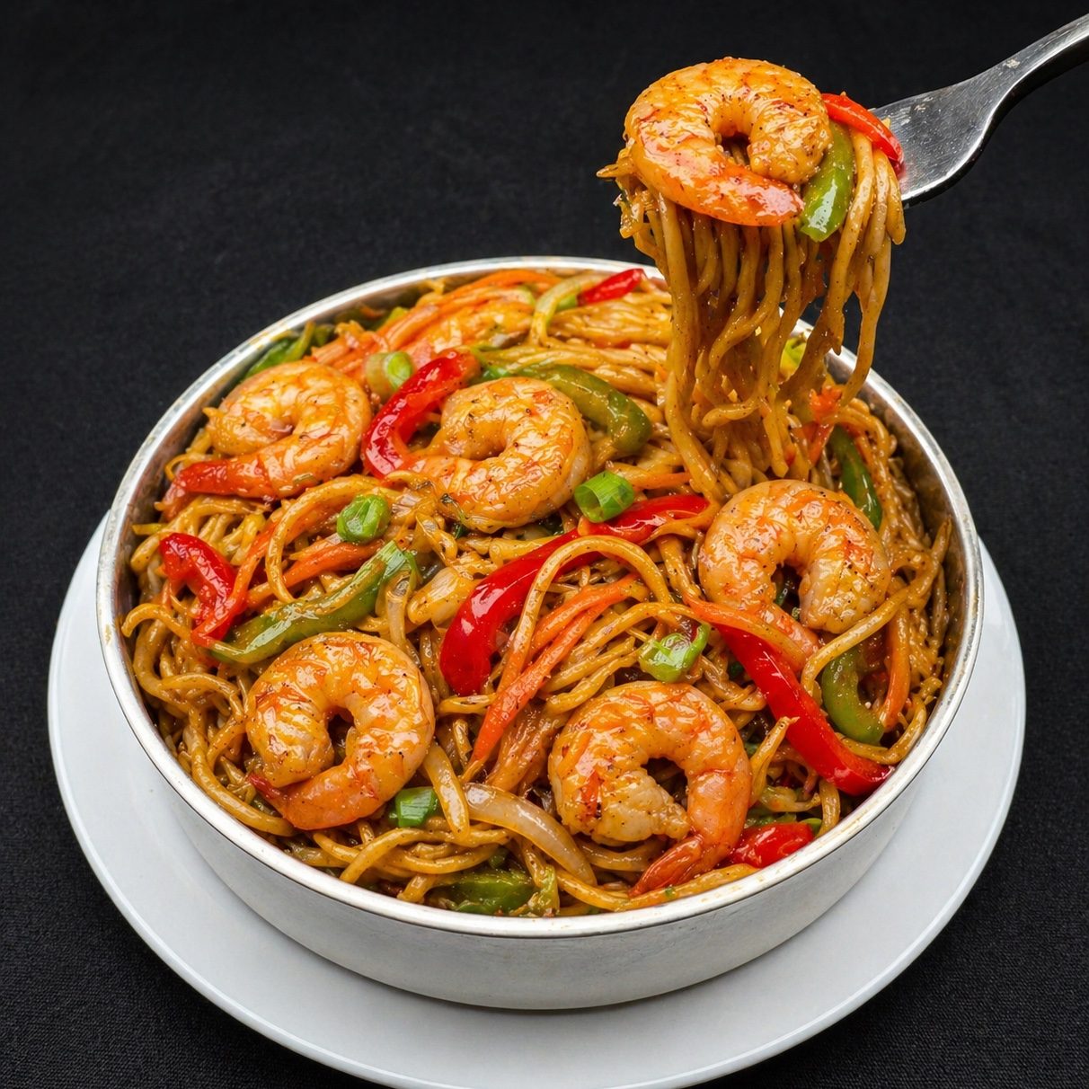 Shrimp Fried Rice or Hakka Noodles.